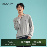 GANT【100%棉】/甘特百搭休閑經(jīng)典羅紋圓領(lǐng)寬松長(zhǎng)袖針織衫男衛(wèi)衣 93-淺灰色 L