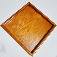 正方形木質(zhì)托 托盤(pán) 盤(pán)子 茶盤(pán) 覆古式果盤(pán)點(diǎn)心盤(pán)收納盤(pán) 茶色正方形：40*40* 2.5cm