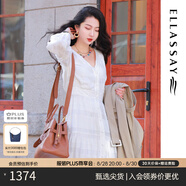 歌力思（ELLASSAY）【張婧儀同款】初戀小白裙新款100%桑蠶絲法式鏤空真絲連衣裙 白色織提花繡花 L