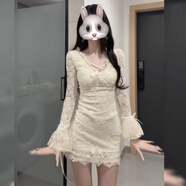 馨悠潔法式高級感秋季氣質(zhì)溫柔純欲白色裙女 白色 L