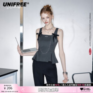 UNIFREE灰色短袖襯衫小個子蝴蝶結(jié)設(shè)計感短款襯衫上衣 深花灰  L 