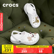 CROCS卡駱馳洞洞鞋貝雅男鞋女鞋輕便耐磨一腳蹬拖鞋休閑鞋|10126 白-100 37 /38(230mm)