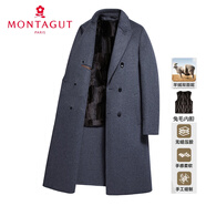 夢特嬌（MONTAGUT）秋冬時尚雙面呢羊絨大衣男士雙排扣英倫高端羊毛呢子外套厚 灰色 2XL 185-