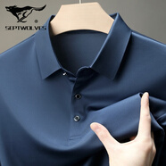 七匹狼（SEPTWOLVES）夏季真絲T恤男品牌薄款冰.絲中年純色桑蠶絲上衣寬松中年體恤 灰蘭 M 170