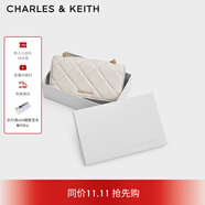 CHARLES&KEITH質(zhì)感菱格鏈條小方錢包女包包女包生日禮物CK6-10680924 Cream奶白色 XS