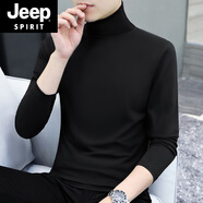 JEEP SPIRIT吉普秋冬季高領(lǐng)打底衫男士長袖T恤韓版百搭休閑半高領(lǐng)秋衣上衣服 Q-YP-T193高.領(lǐng)純色-黑色 M 90-115斤