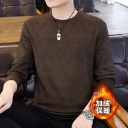 南極人2025秋冬新款男士加絨加厚長(zhǎng)袖T恤衫加肥加大碼寬松衛(wèi)衣打底小衫 【加絨冬款】8323咖啡色 M 80-115斤