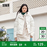 森馬（Semir）棉服女寬松立領(lǐng)棉衣簡(jiǎn)約氣質(zhì)冬季溫柔防水菱格厚外套 奶白10501 XL