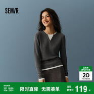 森馬（Semir）森馬毛衣女短款假兩件含羊毛針織衫24冬新款保暖內搭109724107015
