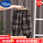 迪士尼（Disney）兒童褲子秋季格子3歲男女寶寶春秋裝嬰兒直筒褲童裝洋氣外穿潮流 熱售咖啡色 90 身高80-90cm年齡2-3歲