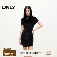 ONLY秋季氣質(zhì)顯瘦旗袍新中式絲絨短裙連衣裙女|124307031 E39 俊黑色 S (160) 80A