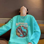 凡客誠(chéng)品（VANCL）美式長(zhǎng)袖T恤男2024春秋寬松復(fù)古潮流百搭上衣 湖綠【B059】 3XL 150-170斤內(nèi)