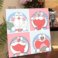 LZJV大頭路飛diy數字油畫(huà)卡通可愛(ài)便宜彩繪簡(jiǎn)單填充涂色手繪丙烯掛畫(huà) HB226四宮格叮當貓 20*20繃好內框帶背板+顏料畫(huà)筆掛鉤AA