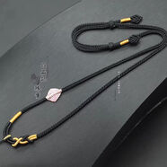 品晶記（PINJINGJI）品晶記diy配飾項鏈金銀玉墜吊墜掛件掛墜手工編織佛牌掛脖繩子藏 3mm八股粉墨丹青粉樹(shù)葉黑繩