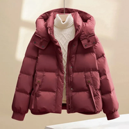 戀人世家棉服女短款2025冬季新款時(shí)尚韓版寬松棉襖外套女加厚保暖連帽棉服 安哥拉紅 2XL 建議135-150斤
