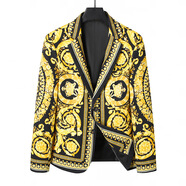 VERSACE JEANS COURTURE范思瓦薩琪美杜莎哲男士印花西服男裝時(shí)尚休閑高端小西裝外套上衣 范思瓦薩琪美杜莎人像哲-花色 M