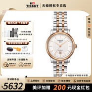 天梭（TISSOT）【官方授權(quán)店】卡森臻我系列女表劉亦菲同款機(jī)械表瑞士手表送女友 玫瑰金鋼帶T122.207.22.031.01