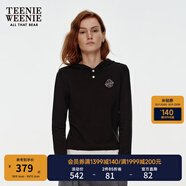 Teenie Weenie【美雅碧抗菌】小熊秋季長(zhǎng)袖T恤休閑紅色帽衫上衣女 黑色 S (160)