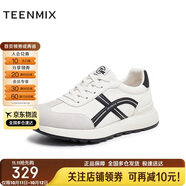 天美意德訓(xùn)鞋商場(chǎng)同款阿甘鞋平底系帶男鞋2025秋新款 白黑色 41
