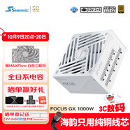 海韻（SEASONIC）1000W電源套裝 FOCUS ATX3(2024)白色電源 含MAXFlow風(fēng)扇白色三聯(lián)包