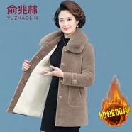 俞兆林（YUZHAOLIN）中年媽媽冬裝水貂絨外套加絨加厚中老年婦女秋冬裝黃金貂呢子大衣 106卡其色 3XL 120-135斤
