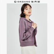 佐丹奴短款外套女小個(gè)子雙面空氣層休閑運(yùn)動(dòng)拉鏈連帽衛(wèi)衣05372100 73紫色 S