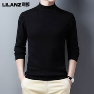 利郎羊毛衫男士半高領(lǐng)圓領(lǐng)中青年冬季加厚毛衣打底衫 半高領(lǐng)  黑色 XL 175 建議130-150斤