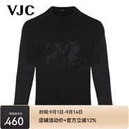 威杰思（VJC） 秋冬男裝新品時(shí)尚燙鉆長(cháng)袖針織T恤D24CA2723 黑色 常規 2XL 54