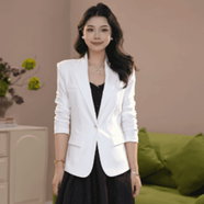哥弟（GIRDEAR）新款氣質(zhì)小西服上衣職場(chǎng)極簡(jiǎn)風(fēng)百搭西裝外套1400757 白色 L 4碼