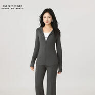 GIRDEAR/哥弟秋季百搭拉鏈女休閑風(fēng)長袖法式連帽短外套140054 深灰色 M 3