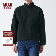 無印良品（MUJI）女式 彈力 長毛抓絨 夾克 BBJ07A0A 短款外套 黑色 M-L