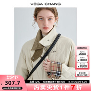 VEGA CHANG飛機扣棉衣女2025冬新款方領(lǐng)拼接菱格棉服外套ins潮 奶油米 M