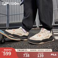 FILA FUSION斐樂(lè )潮牌男鞋BANK II專(zhuān)業(yè)滑板鞋2024冬新款運動(dòng)鞋板鞋 古白色/水泥棕-AC 41