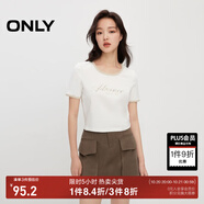 ONLY夏季潮流撞色水鉆印花圓領(lǐng)修身短款T恤女|124201123 S00 白色 S (160) 80A