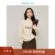 茵曼（INMAN）半高領(lǐng)毛衣2025春秋季女裝新款開(kāi)叉長(zhǎng)袖套頭打底衫針織衫 米白色 S
