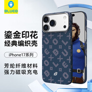 BLUEO藍猩適用蘋(píng)果17Promax手機殼iPhone17Promax手機殼鎏金密碼磁吸凱夫拉超薄散熱芳綸纖維殼 藍