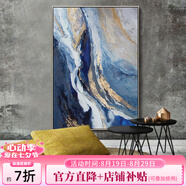 水競(jìng)?cè)霊粜P(guān)油畫手繪客廳背景墻裝飾畫簡(jiǎn)約抽象畫輕奢掛畫豎版定制畫 B款抽象大海 摩登黑(金屬框) 50*70