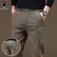 花花公子2025秋冬個(gè)性四兜高彈拉鏈男士休閑褲松緊高腰百搭男款時(shí)尚長(cháng)褲子 卡其色 31