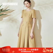 ROEYSHOUSE羅衣氣質(zhì)系帶連衣裙夏裝新款通勤黃色大擺中長裙08588 黃色 L