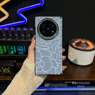 透恩vivoxfold5手機殼xfold5折疊屏保護套浮雕山茶花中軸超薄后殼外全包防摔男女新款磨砂網(wǎng)紅防指紋 vivoxfold5浮雕山茶花中軸后殼磁吸丨淺藍