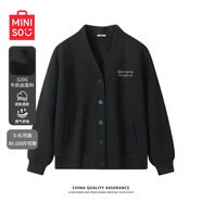 名創(chuàng)優(yōu)品（MINISO）休閑外套女秋冬新款百搭寬松長袖v領開衫氣質女裝潮流外搭針織衫 黑色(m花語絢麗胸標) S 155 (名創(chuàng)優(yōu)品 品質保證)