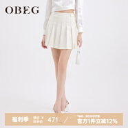 OBEG歐碧倩新復(fù)古回潮創(chuàng)意時尚減齡A字百褶帶包半身裙女10461103 米白 （無腰帶） M /165/38