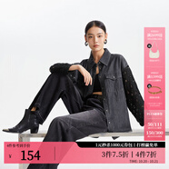 VEROMODA牛仔襯衫女秋冬新款牛仔寬松長袖翻領(lǐng)簡約休閑 J09深牛仔灰色 155/76A/XS