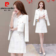 皮爾卡丹（pierre cardin）秋冬小香風(fēng)毛呢連衣裙冬裝2025年新款女裝流行氣質(zhì)顯瘦名媛套裝裙 白色（兩件套） 2XL