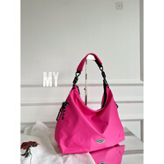 MY新款繩結單肩托特包大包女日系簡(jiǎn)約百搭休閑大容量斜挎包通勤包 玫紅_大號