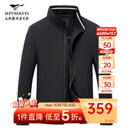 七匹狼夾克男休閑外套男裝立領(lǐng)三防秋季純色防風(fēng)衣男式茄克衫商務(wù)輕正裝 黑色-25新款三防不易皺1815款 XL (175)