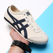 Onitsuka Tiger鬼?；⒎夹荒_蹬懶人鞋泰格男鞋女鞋老虎板鞋經(jīng)典款真皮阿甘鞋 米黃《帆布鞋》 44