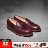 玩累了的孩子！前行吧！Country Loafers 固特異復古手工樂福皮鞋子男夏季 泰慶油蠟皮—酒紅色（A6#） 44