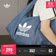 adidas「云朵包」牛仔風(fēng)大容量運動挎包女子阿迪達(dá)斯官方三葉草 制服藍(lán) NS
