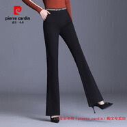 皮爾卡丹（pierre cardin）品牌春秋新款微喇叭褲大碼高腰垂感顯瘦彈力胖mm百搭休閑褲子 黑色(夏款) M /27【90-105斤】